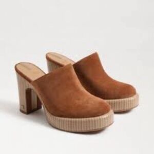 NWOT; NEW Sam Edelman Shiloh Heeled Mule Frontier Brown Suede Platform Mules🌻